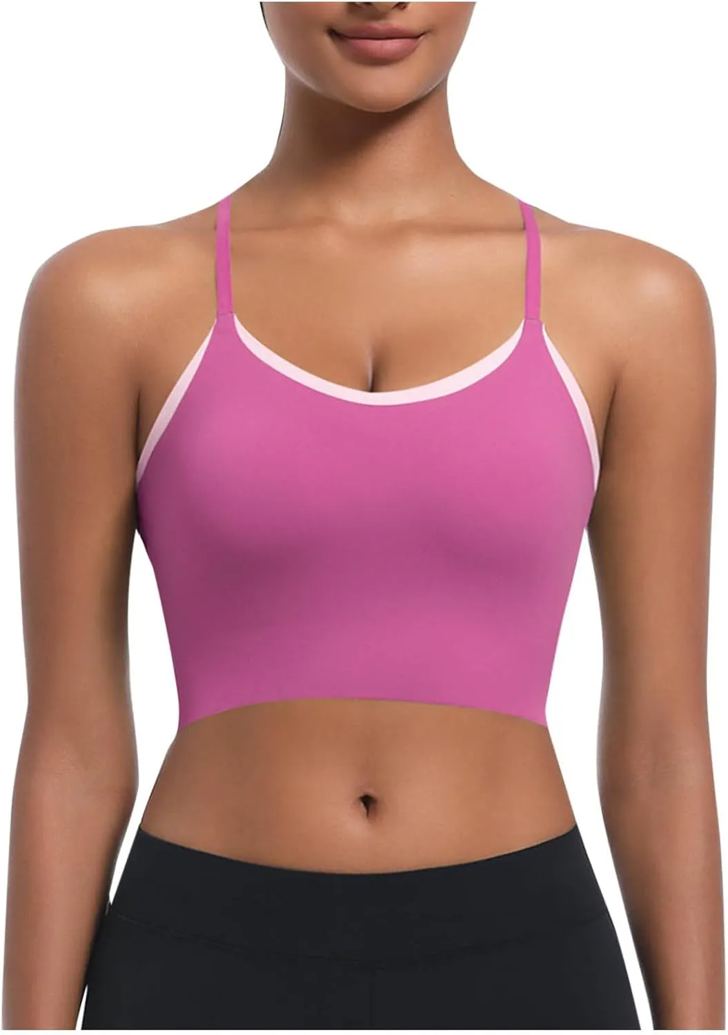 Womens Spaghetti Straps Crop Cami Tops Summer Yoga Workout Sports Bras Comfy Slim Fit Fitness Gym Tank Top Outfit