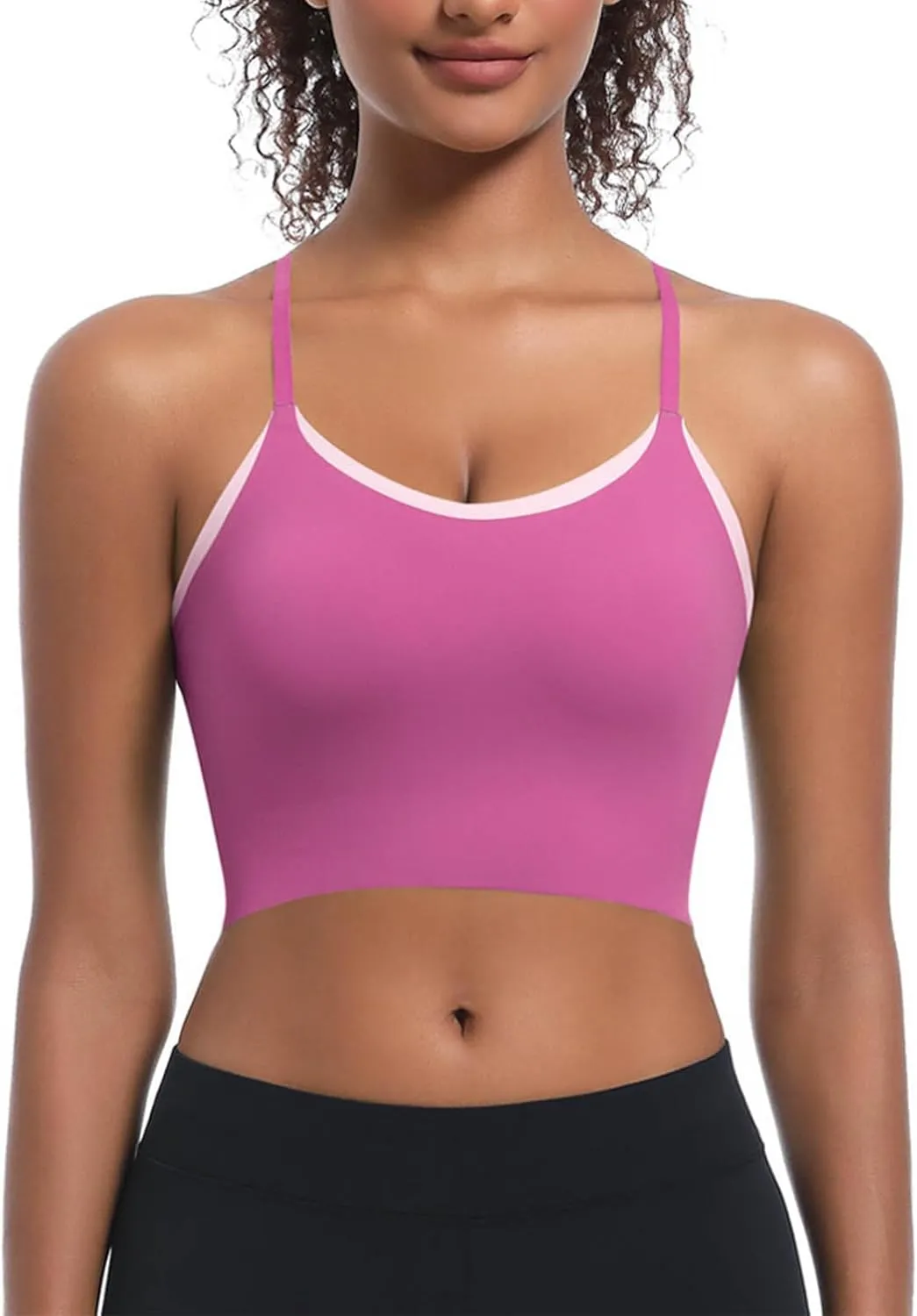 Womens Spaghetti Straps Crop Cami Tops Summer Yoga Workout Sports Bras Comfy Slim Fit Fitness Gym Tank Top Outfit