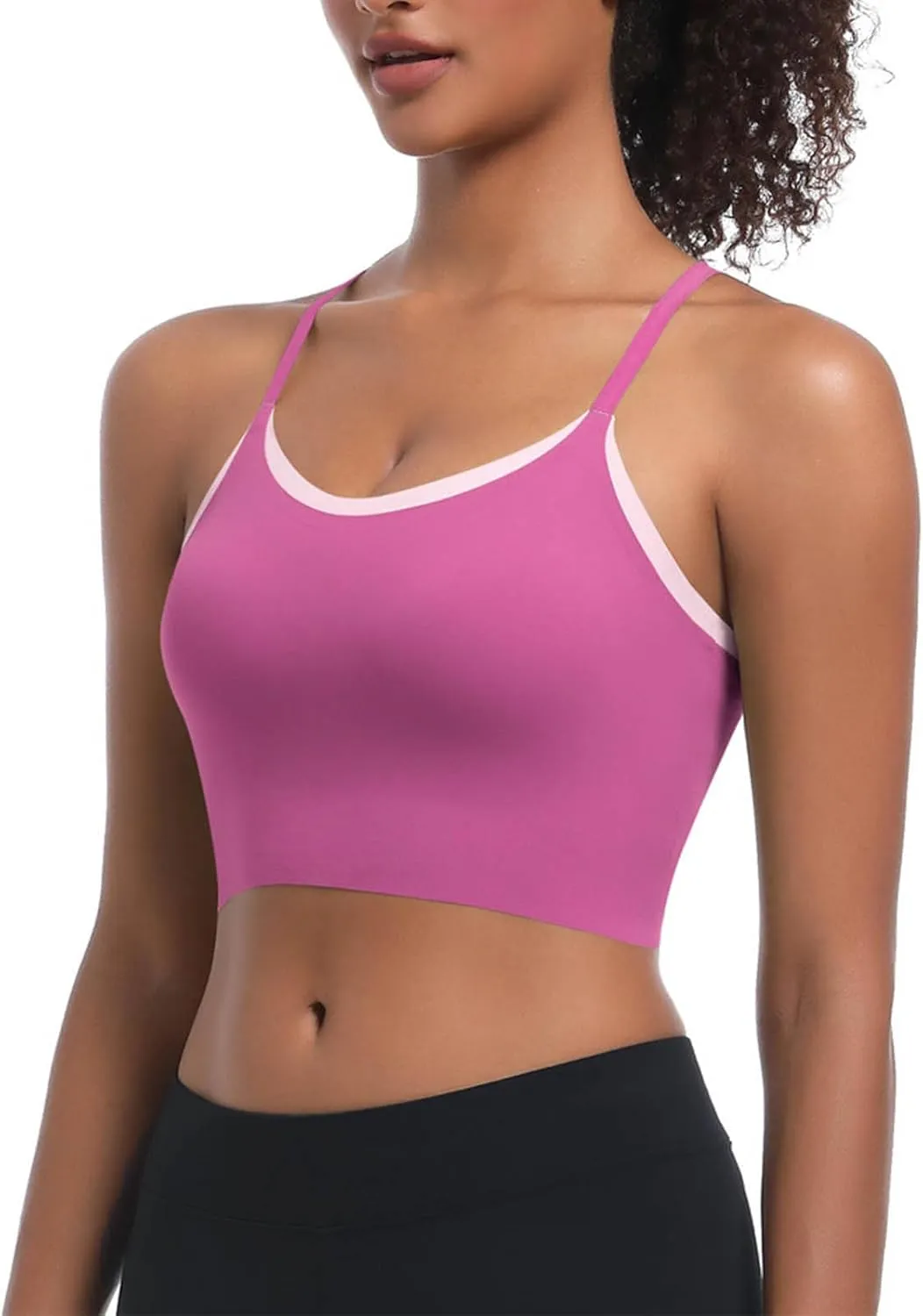 Womens Spaghetti Straps Crop Cami Tops Summer Yoga Workout Sports Bras Comfy Slim Fit Fitness Gym Tank Top Outfit