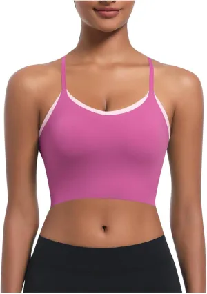 Womens Spaghetti Straps Crop Cami Tops Summer Yoga Workout Sports Bras Comfy Slim Fit Fitness Gym Tank Top Outfit