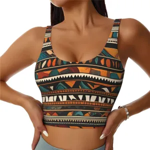 Women's Sports Bra Elastic Sports Vest Yoga Tank Top Tops Shirts Quick Dry Fabric African Tribal Ethnic Texture Pattern Medium