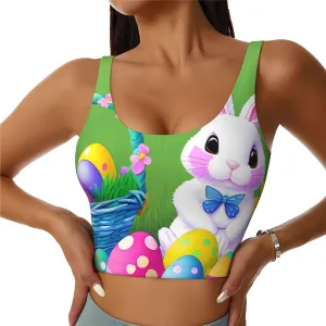 Women's Sports Bra Elastic Sports Vest Yoga Tank Top Tops Shirts Quick Dry Fabric Easter Bunny Spring Butterfly Pattern Small