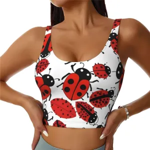 Women's Sports Bra Elastic Sports Vest Yoga Tank Top Tops Shirts Quick Dry Fabric Ladybugs Pattern Infinite Speckled Pattern Large