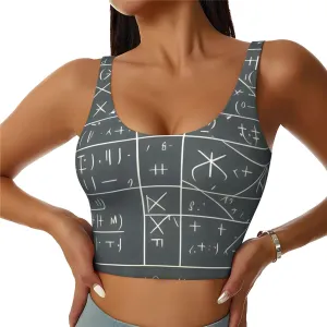 Women's Sports Bra Elastic Sports Vest Yoga Tank Top Tops Shirts Quick Dry Fabric Math Geometry Geek Calculus Pattern X-Large