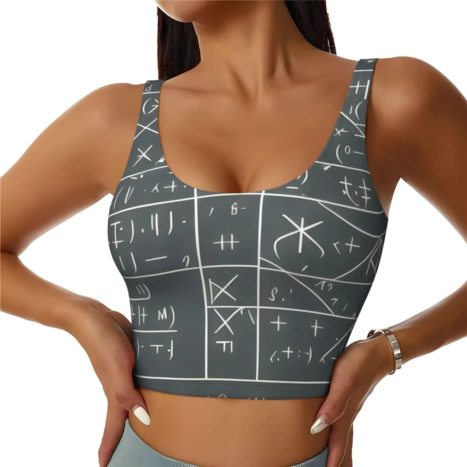 Women's Sports Bra Elastic Sports Vest Yoga Tank Top Tops Shirts Quick Dry Fabric Math Geometry Geek Calculus Pattern XX-Large