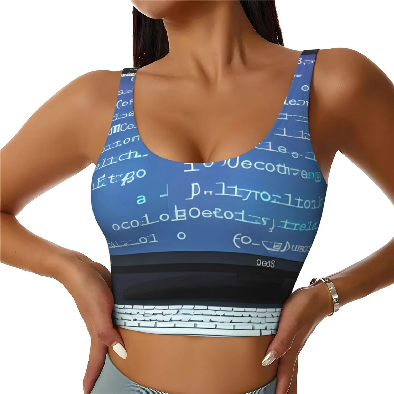 Women's Sports Bra Elastic Sports Vest Yoga Tank Top Tops Shirts Quick Dry Fabric Programmer Programming Code Pattern Small