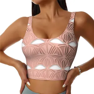 Women's Sports Bra Elastic Sports Vest Yoga Tank Top Tops Shirts Quick Dry Fabric Rose Gold Pattern Backgrounds Pattern Large
