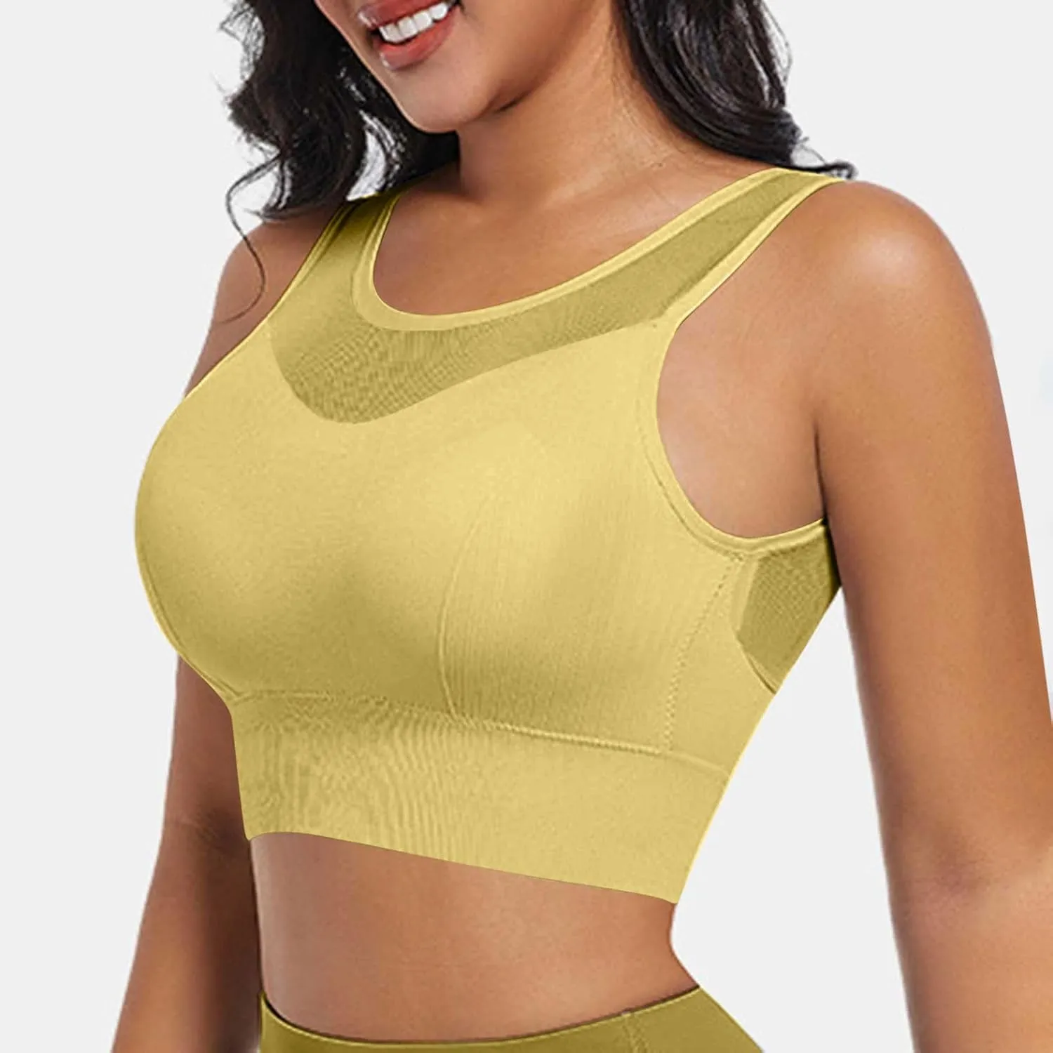 Women's Sports Bras Full Coverage Solid Color Breathable Solid Color Everyday Bra Trendy Quick Dry Soft Brassiere