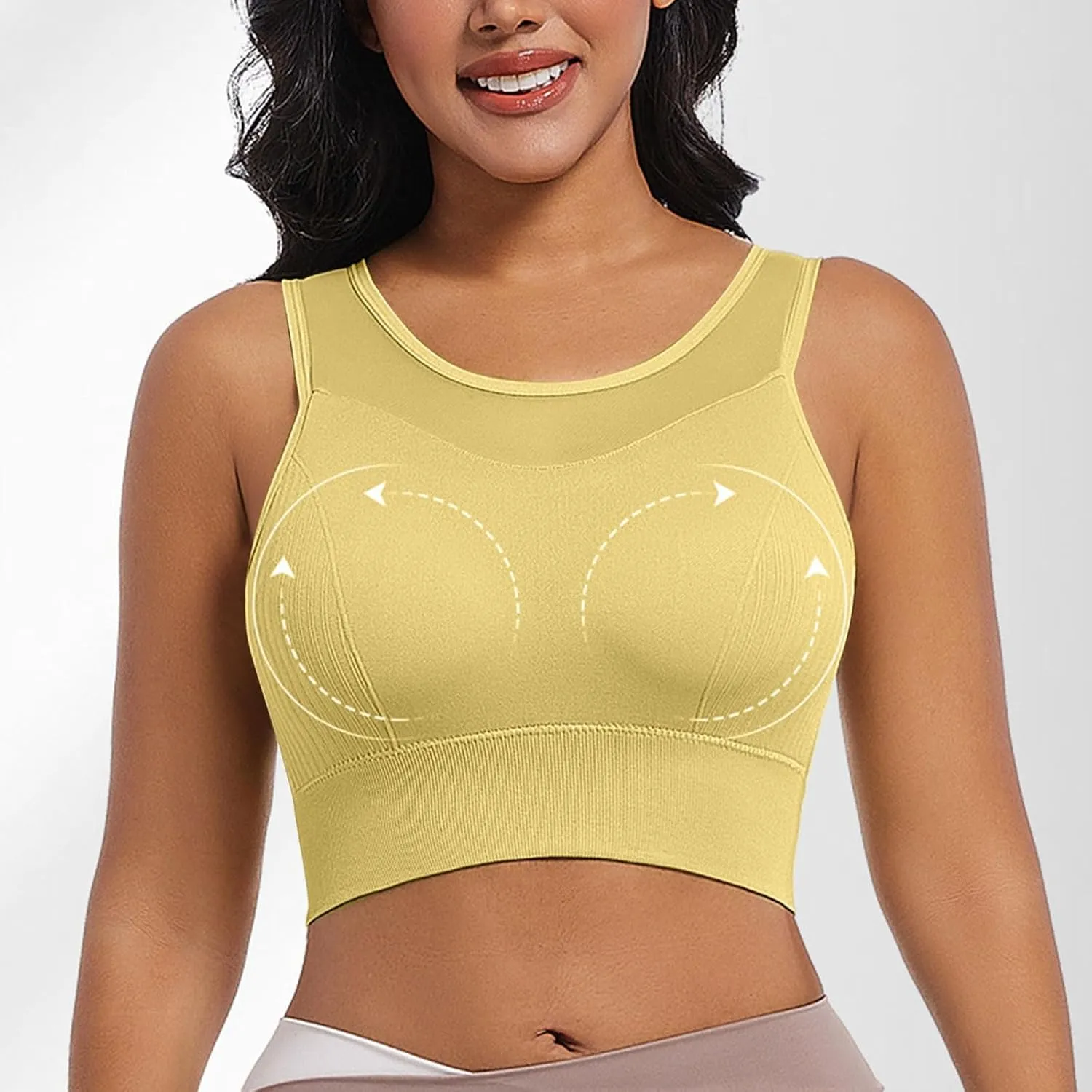 Women's Sports Bras Full Coverage Solid Color Breathable Solid Color Everyday Bra Trendy Quick Dry Soft Brassiere