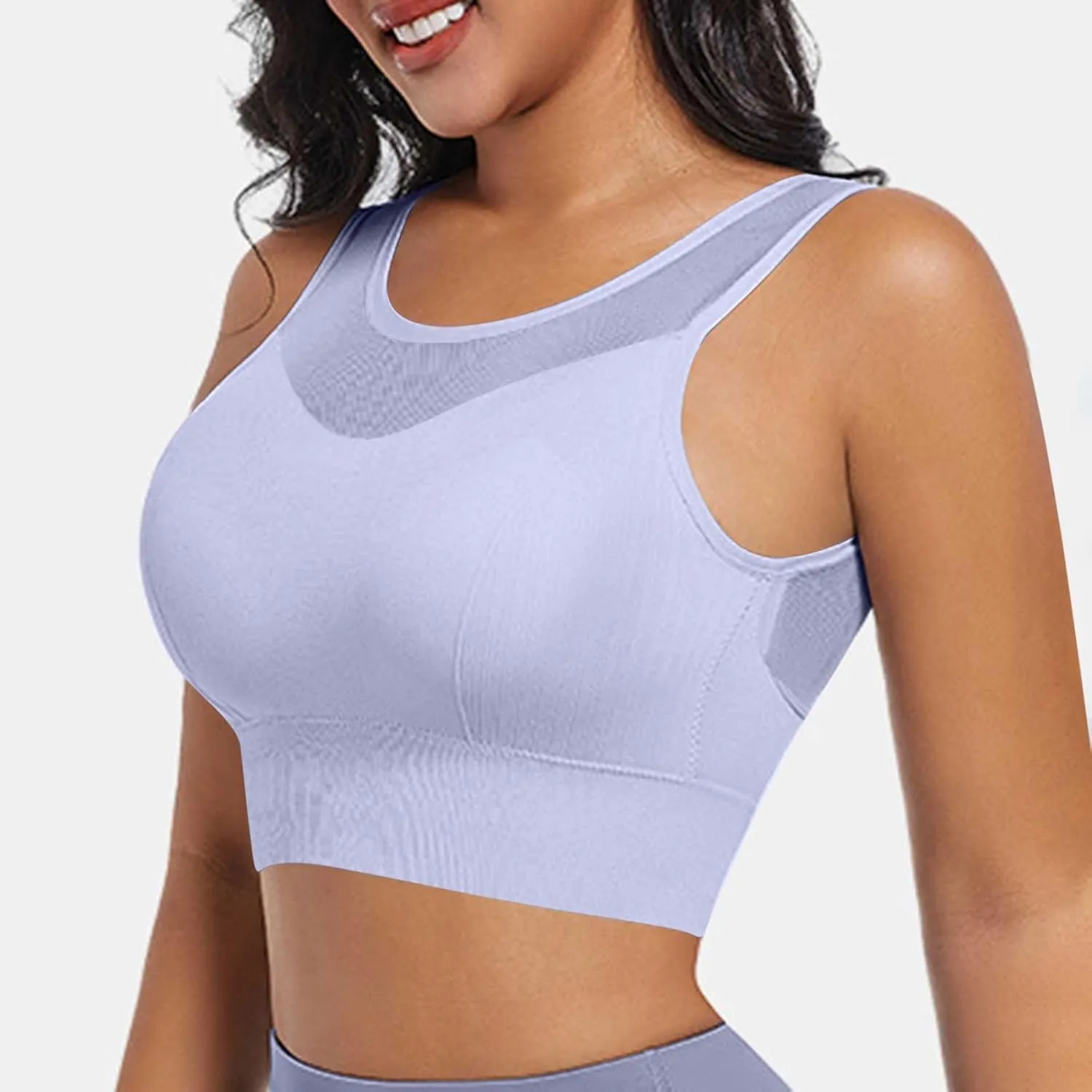 Women's Sports Bras Full Coverage Solid Color Breathable Solid Color Everyday Bra Trendy Quick Dry Soft Brassiere