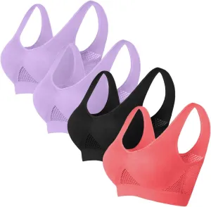 Womens Sports Bras Multipack Yoga Bra Seamless Stretchy Active Tank Bras Mesh Hole Breathable Cool Liftup Air Bra