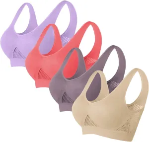 Womens Sports Bras Multipack Yoga Bra Seamless Stretchy Active Tank Bras Mesh Hole Breathable Cool Liftup Air Bra