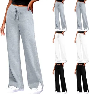 Women's Straight Leg Sweatpants High Wasited Side Slit Athletic Pants Workout Jogger Sweat Yoga Pants with Pockets
