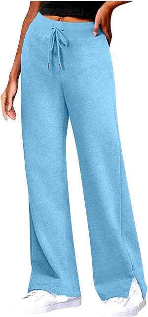 Women's Straight Leg Sweatpants High Wasited Side Slit Athletic Pants Workout Jogger Sweat Yoga Pants with Pockets