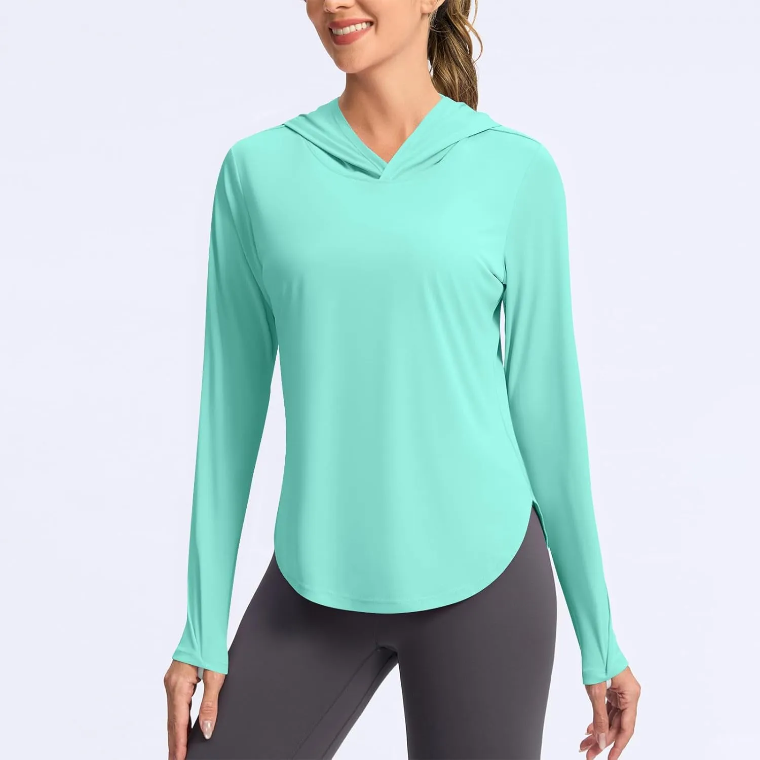 Womens Sun Protection Shirt UPF 50  Long Sleeve Hoodie UV SPF T-Shirts Rash Guard Hiking Quick Dry Outdoor