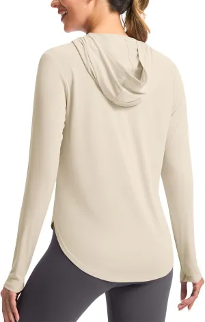 Womens Sun Protection Shirt UPF 50  Long Sleeve Hoodie UV SPF T-Shirts Rash Guard Hiking Quick Dry Outdoor