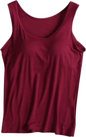 Womens Tank Tops Modal Comfort Camisole with Bulit Padded Bras Workout Yoga Tanks Basic Sleeveless Summer Casual Vest
