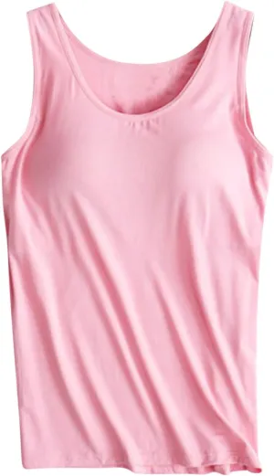Womens Tank Tops Modal Comfort Camisole with Bulit Padded Bras Workout Yoga Tanks Basic Sleeveless Summer Casual Vest