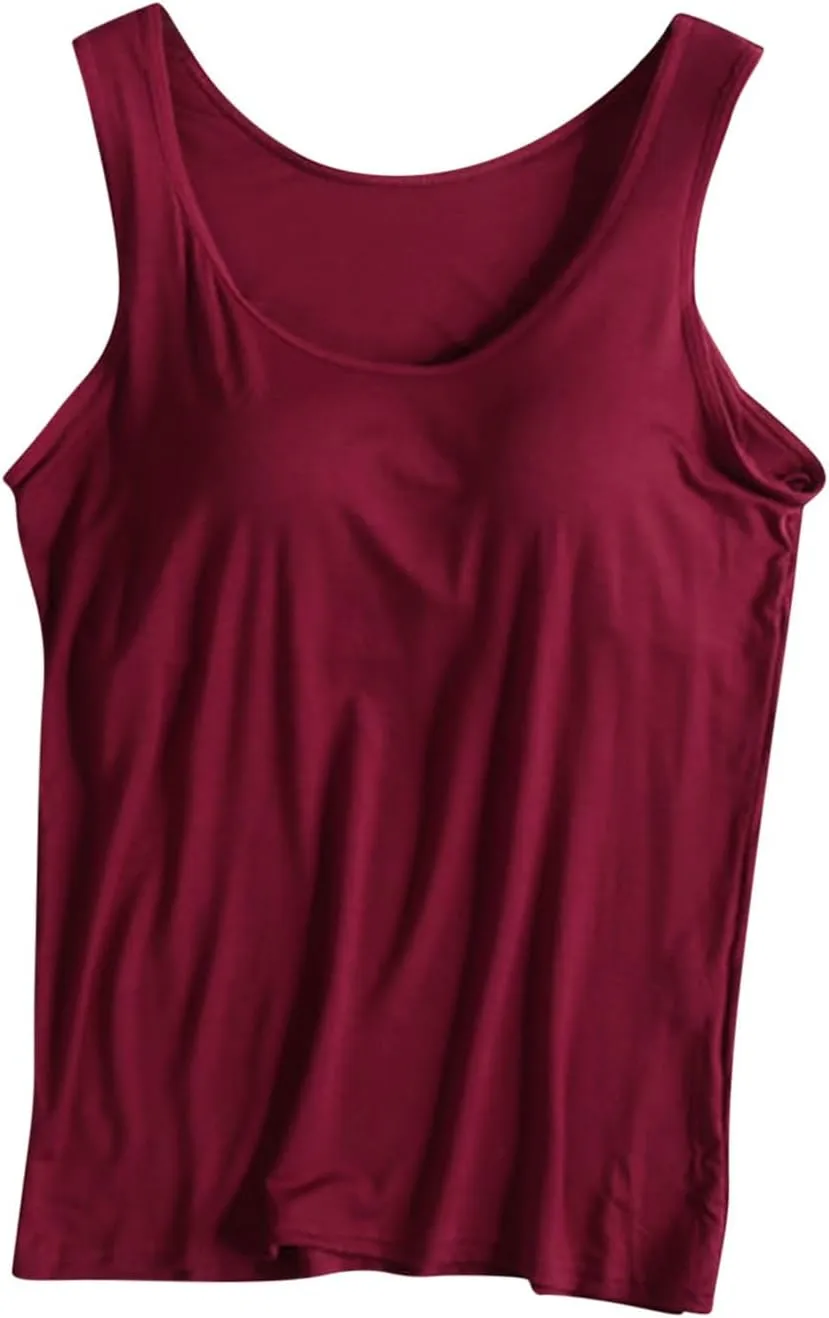 Womens Tank Tops Modal Comfort Camisole with Bulit Padded Bras Workout Yoga Tanks Basic Sleeveless Summer Casual Vest
