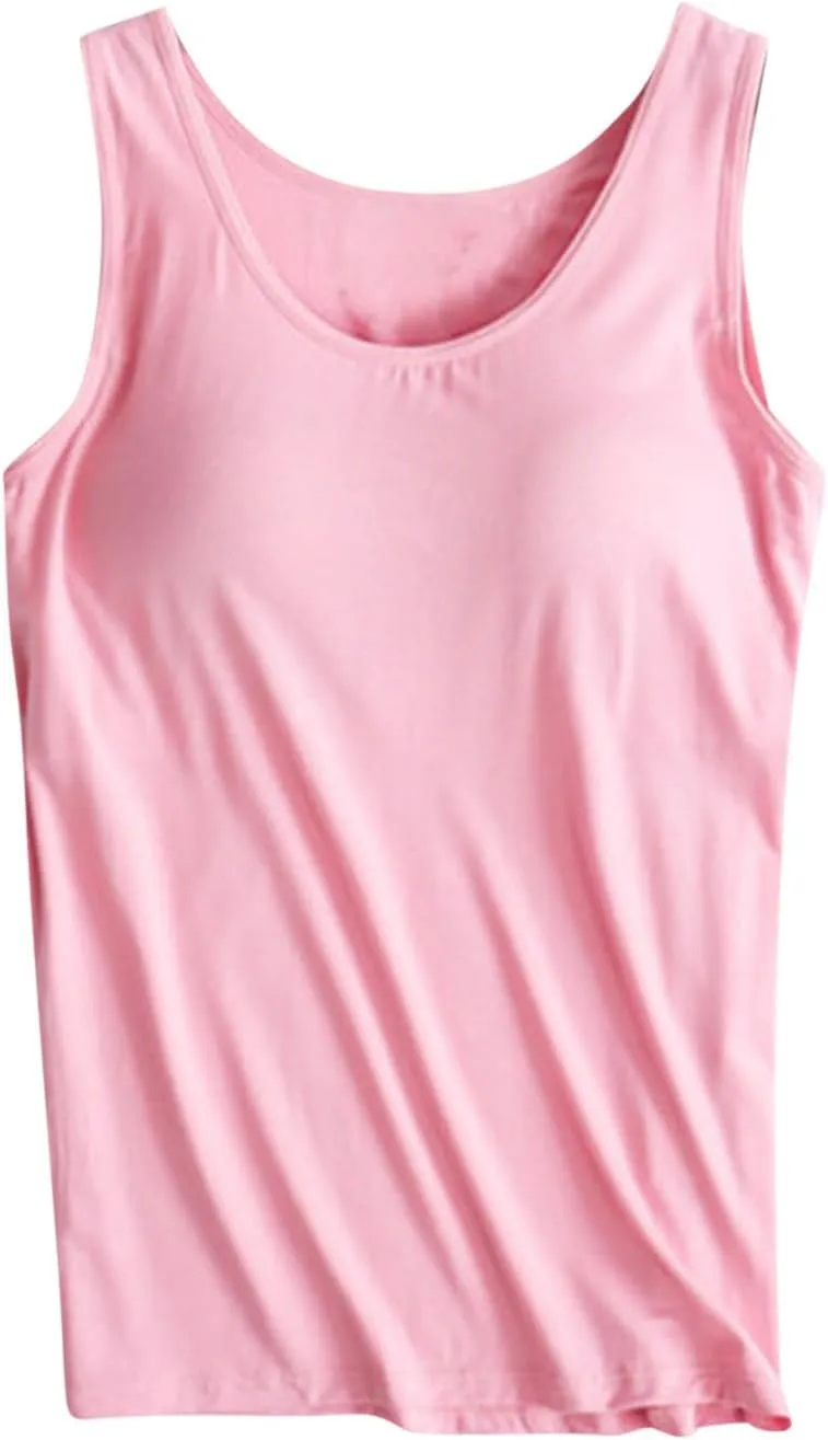Womens Tank Tops Modal Comfort Camisole with Bulit Padded Bras Workout Yoga Tanks Basic Sleeveless Summer Casual Vest