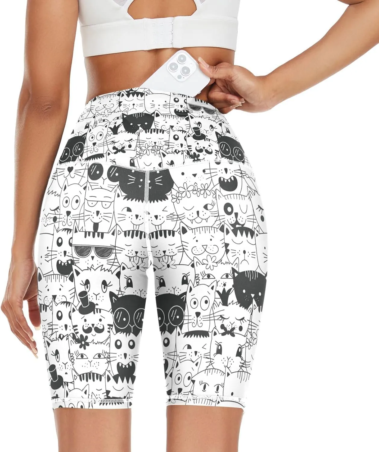 Women's Tummy Control Yoga Leggings, Shorts with Back Pocket, Capri Pants XS-XXL