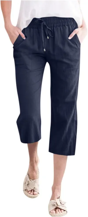 Womens Wide Leg Linen Pants Dressy Casual High Waist Palazzo Pant Button Up Loose Flowy Trouser with Pockets
