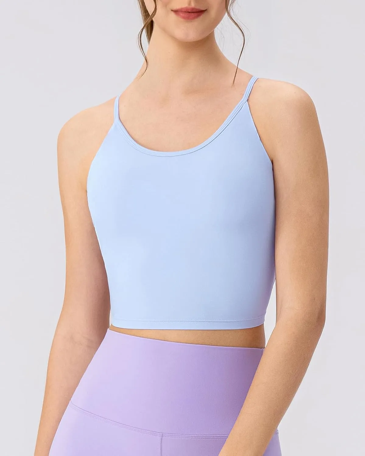 Women's Workout Gym Tank Tops Yoga Sports Vest Backless Strappy Padded Gym Sports Camisole Top with Built in Bra