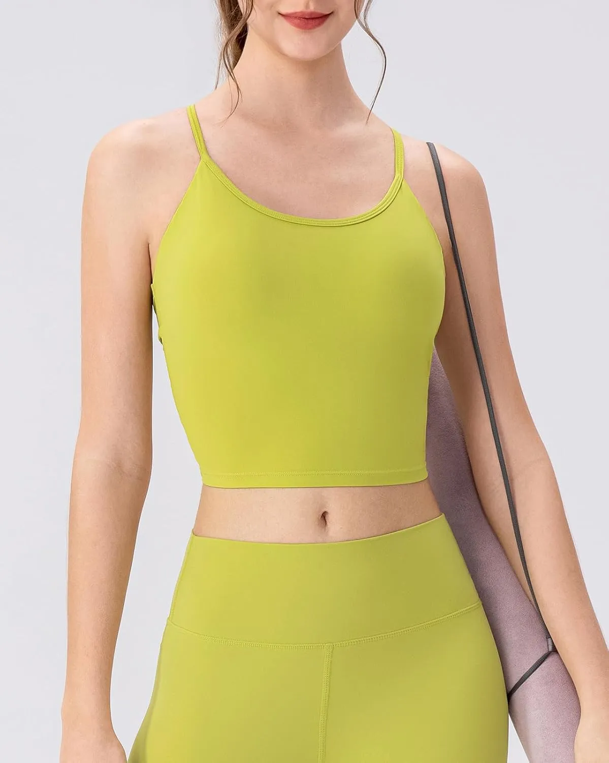 Women's Workout Gym Tank Tops Yoga Sports Vest Backless Strappy Padded Gym Sports Camisole Top with Built in Bra