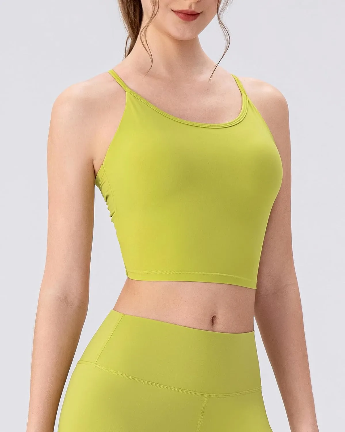 Women's Workout Gym Tank Tops Yoga Sports Vest Backless Strappy Padded Gym Sports Camisole Top with Built in Bra