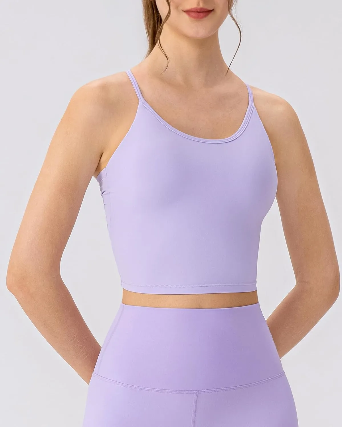 Women's Workout Gym Tank Tops Yoga Sports Vest Backless Strappy Padded Gym Sports Camisole Top with Built in Bra