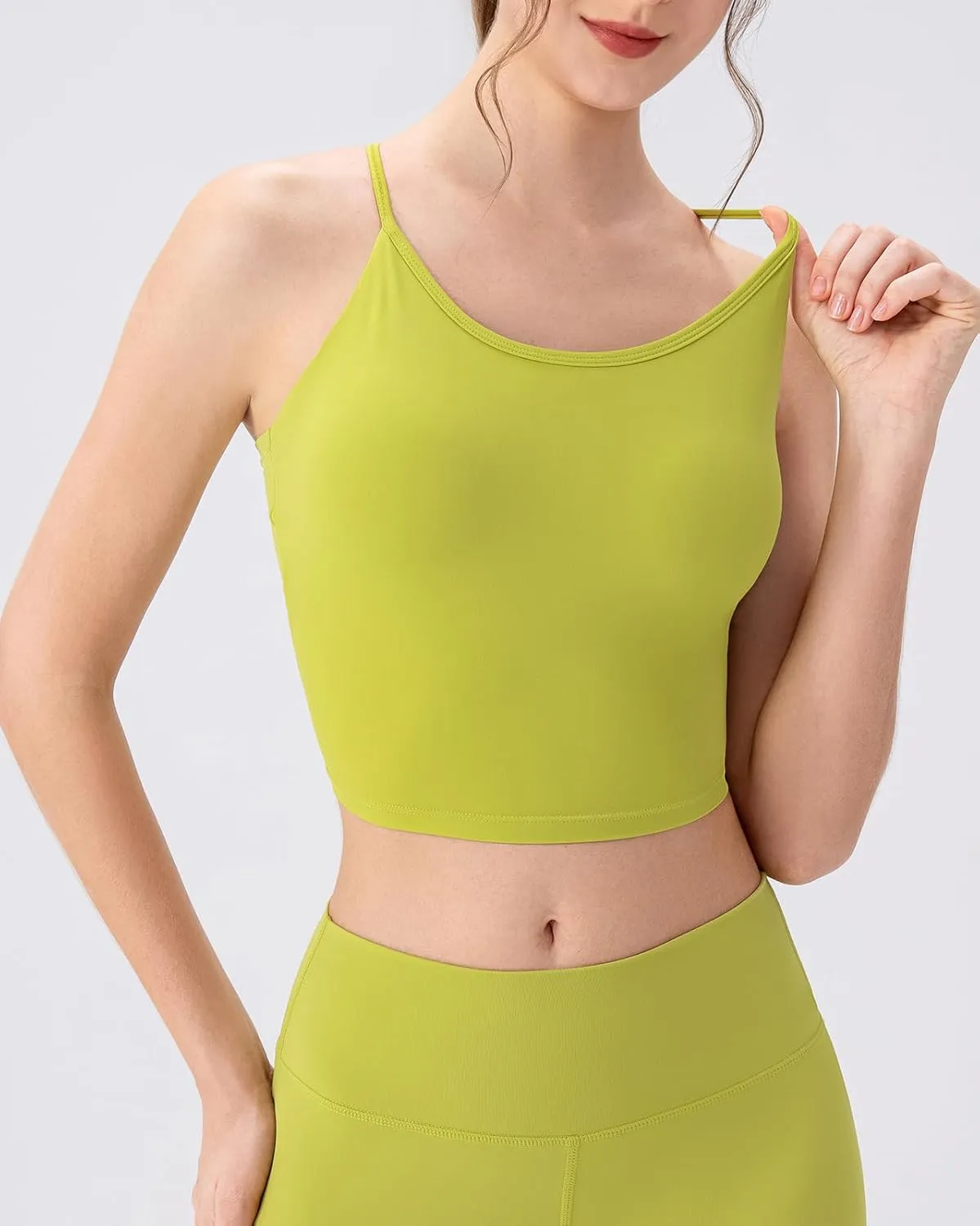 Women's Workout Gym Tank Tops Yoga Sports Vest Backless Strappy Padded Gym Sports Camisole Top with Built in Bra