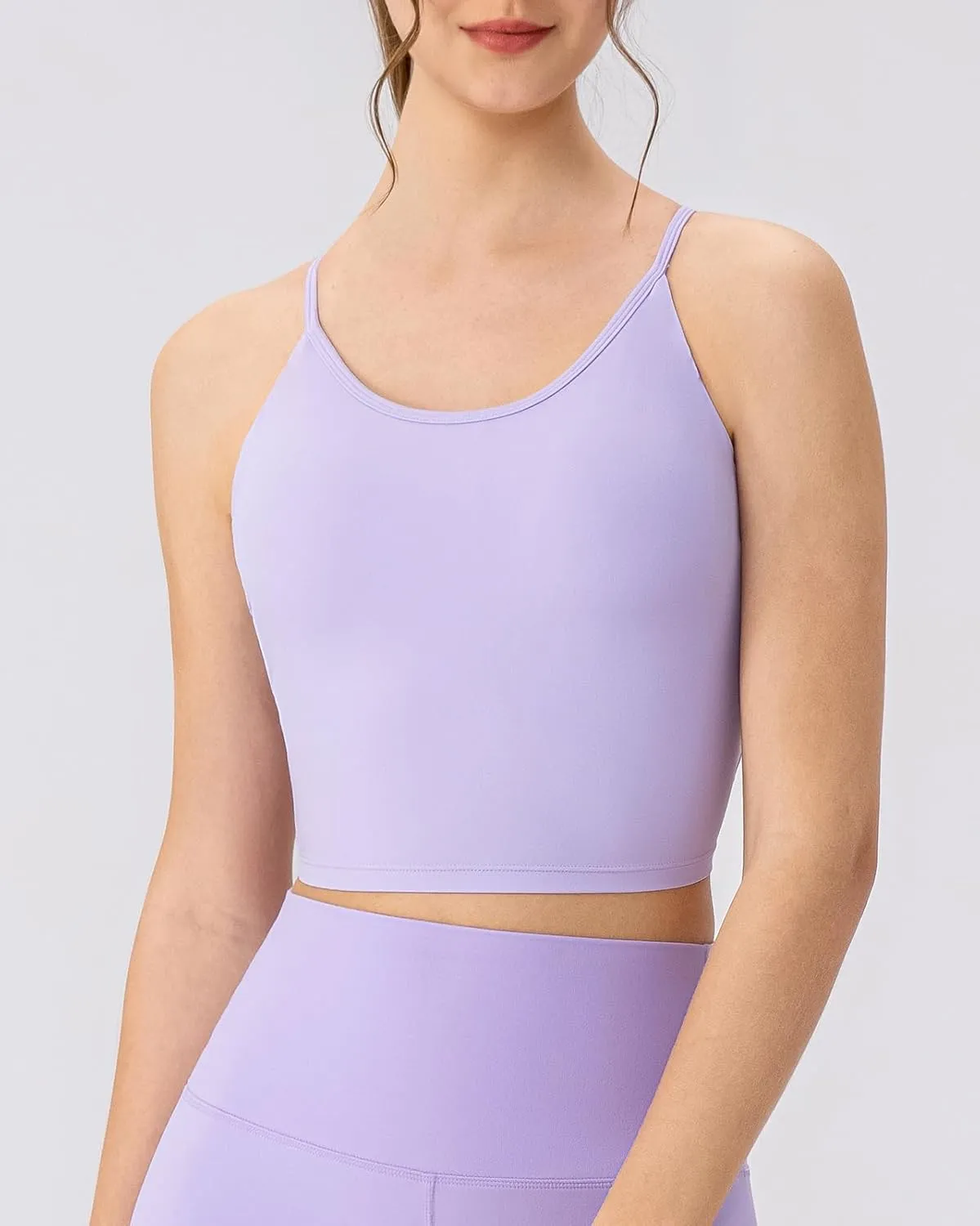 Women's Workout Gym Tank Tops Yoga Sports Vest Backless Strappy Padded Gym Sports Camisole Top with Built in Bra