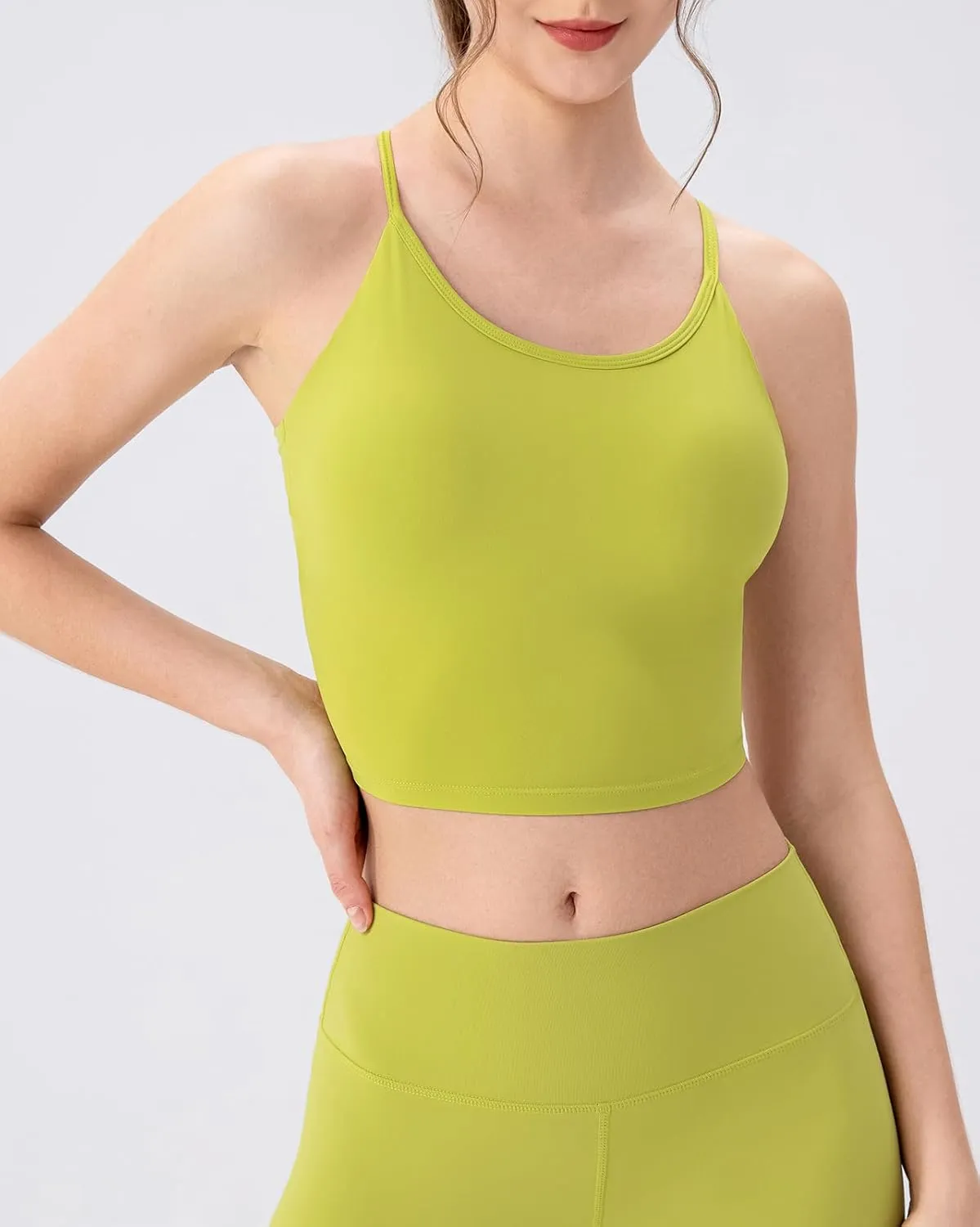 Women's Workout Gym Tank Tops Yoga Sports Vest Backless Strappy Padded Gym Sports Camisole Top with Built in Bra