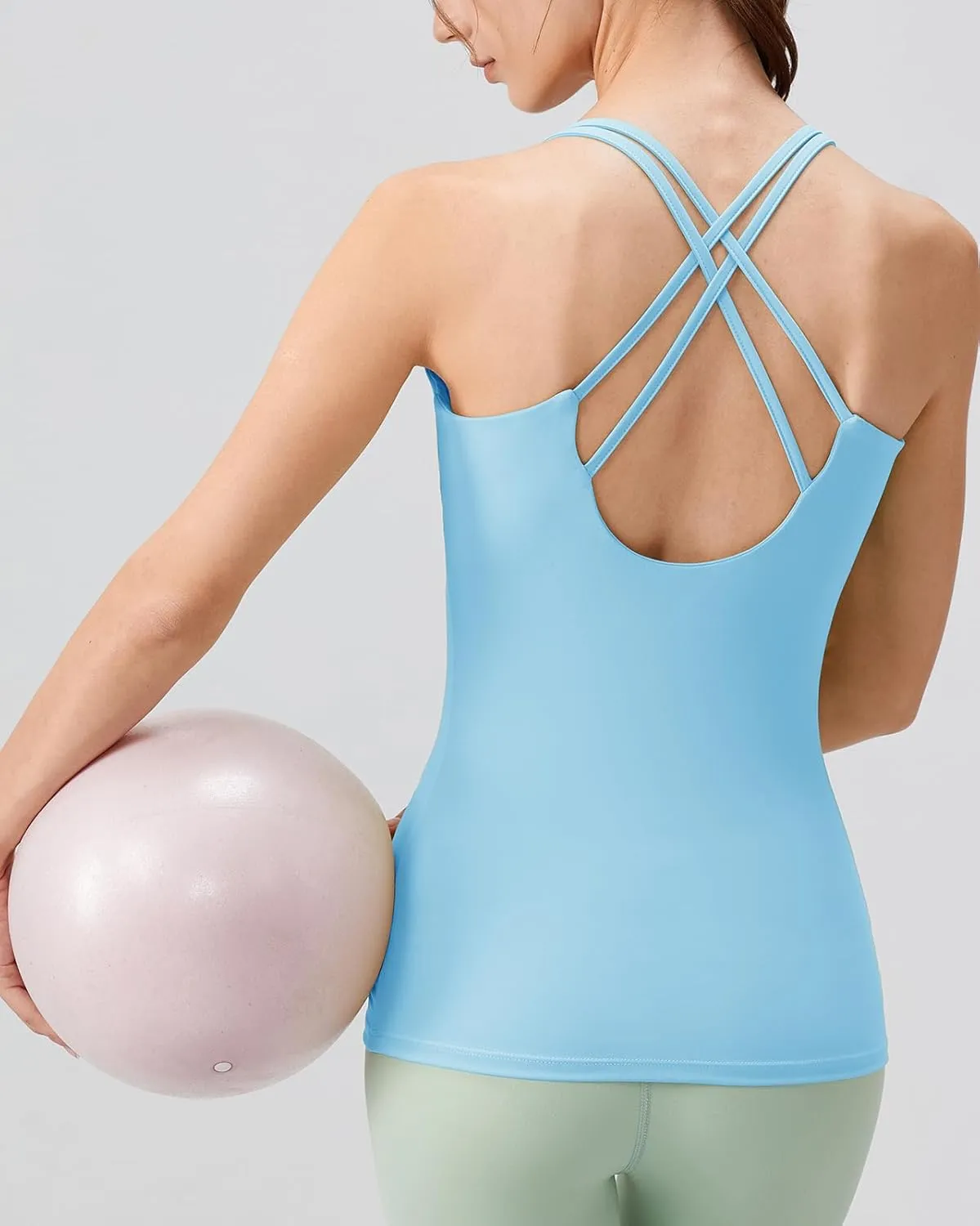 Women's Workout Gym Tank Tops Yoga Vest Sleeveless Racerback Sports Top with Built in Bra for Women Yoga Running