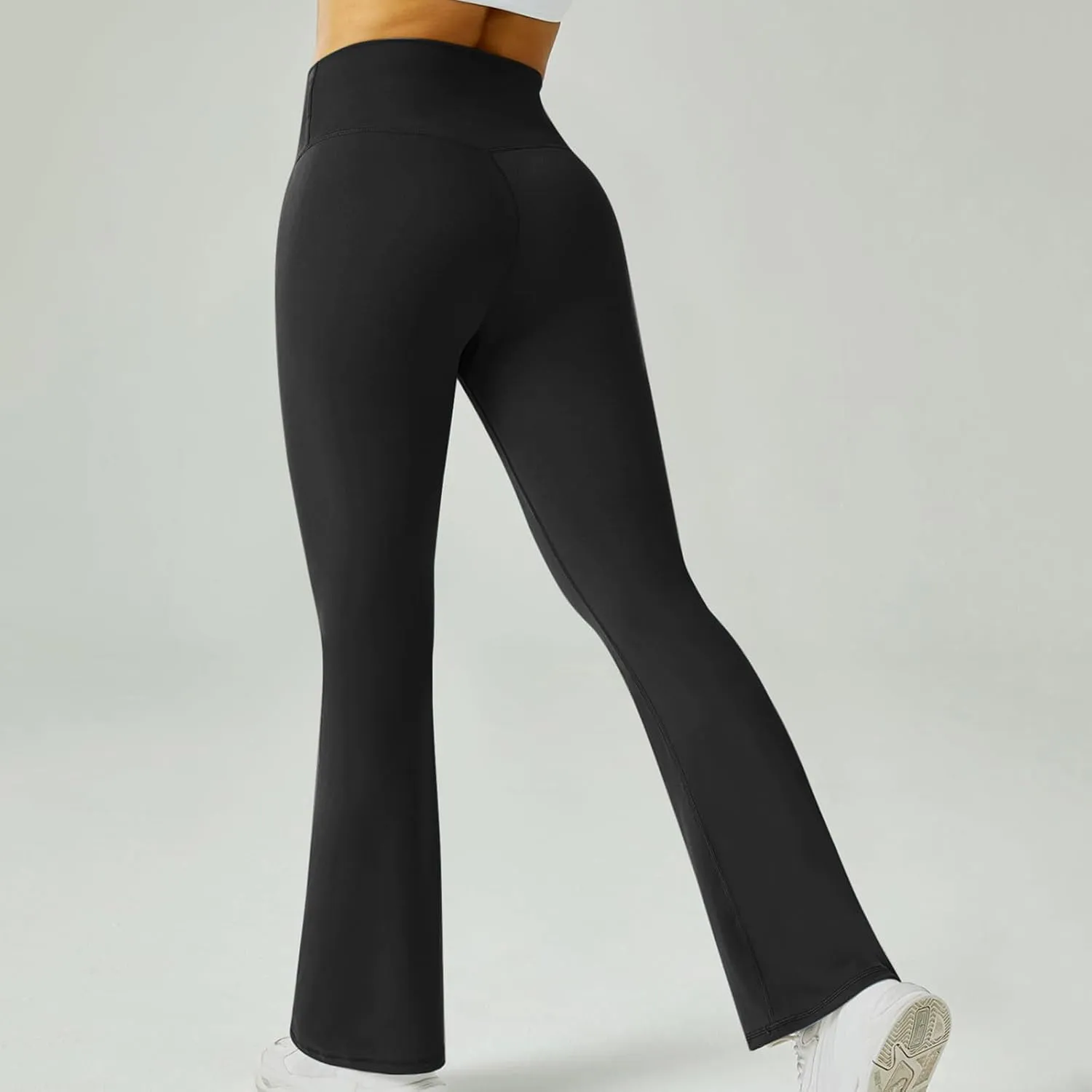 Womens Yoga Pants with Pockets Crossover High Waist Flare Leggings Tummy Control Yoga Leggings Wide Leg Dress Pants