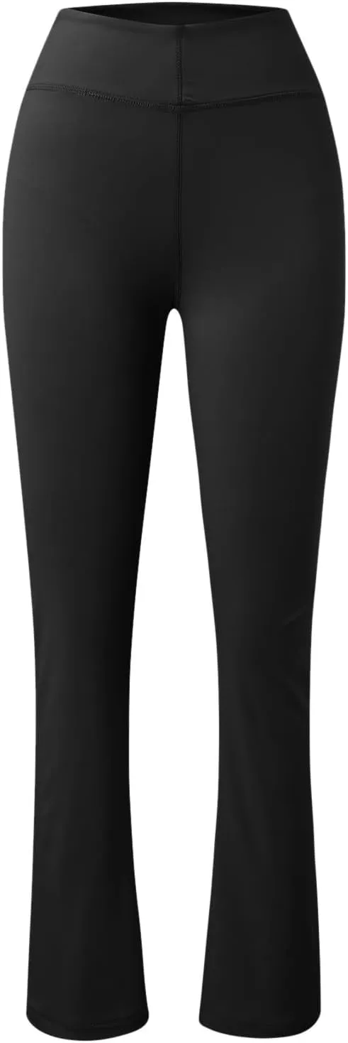 Womens Yoga Pants with Pockets Crossover High Waist Flare Leggings Tummy Control Yoga Leggings Wide Leg Dress Pants