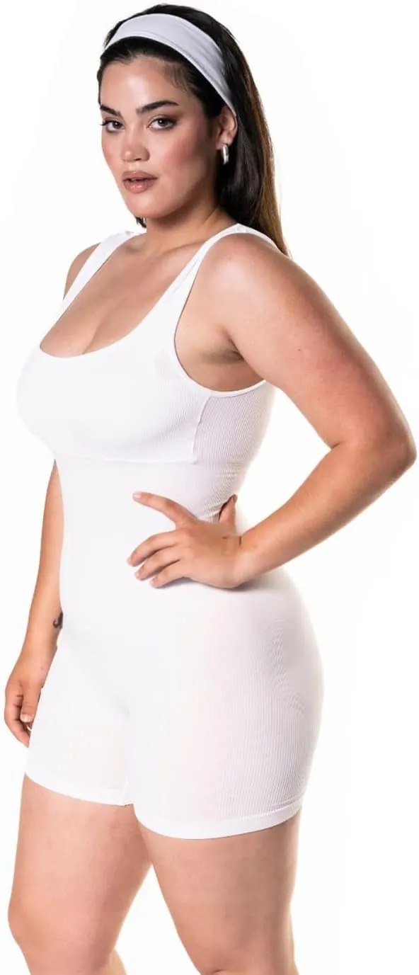 Womens Yoga Square Neck Shapewear One Piece Yoga Jumpsuit Shorts Rompers Sleeveless Backless Seamless Bodycon