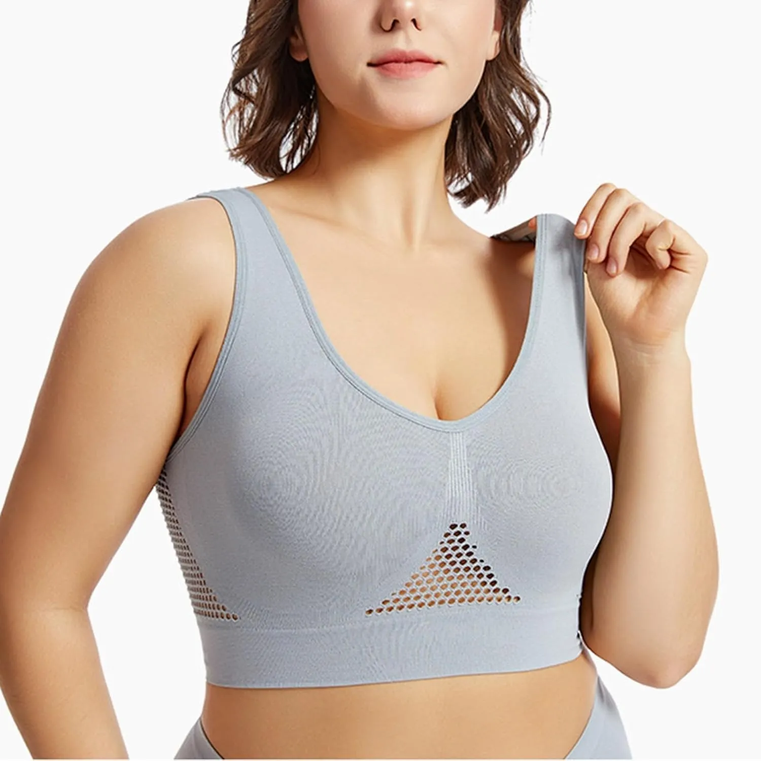Workout Bra Sports, Soft Plunge Lingerie for Women Seamless Moisture Brassiere