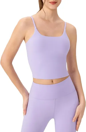 Workout Tank Tops for Women with Built in Bra Tight Cropped Sleeveless Gym Yoga Running Athletic Shirts