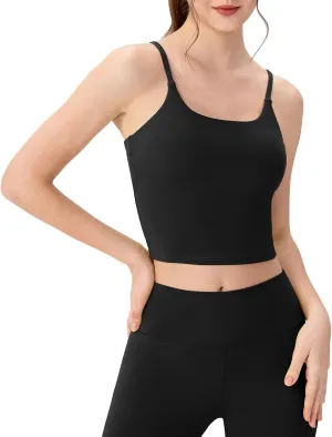 Workout Tank Tops for Women with Built in Bra Tight Cropped Sleeveless Gym Yoga Running Athletic Shirts