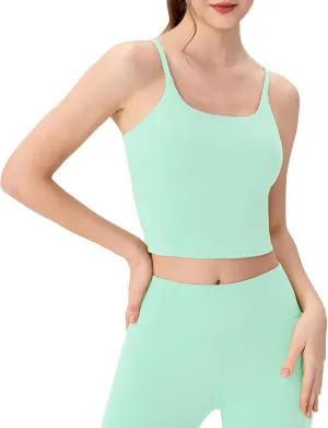 Workout Tank Tops for Women with Built in Bra Tight Cropped Sleeveless Gym Yoga Running Athletic Shirts