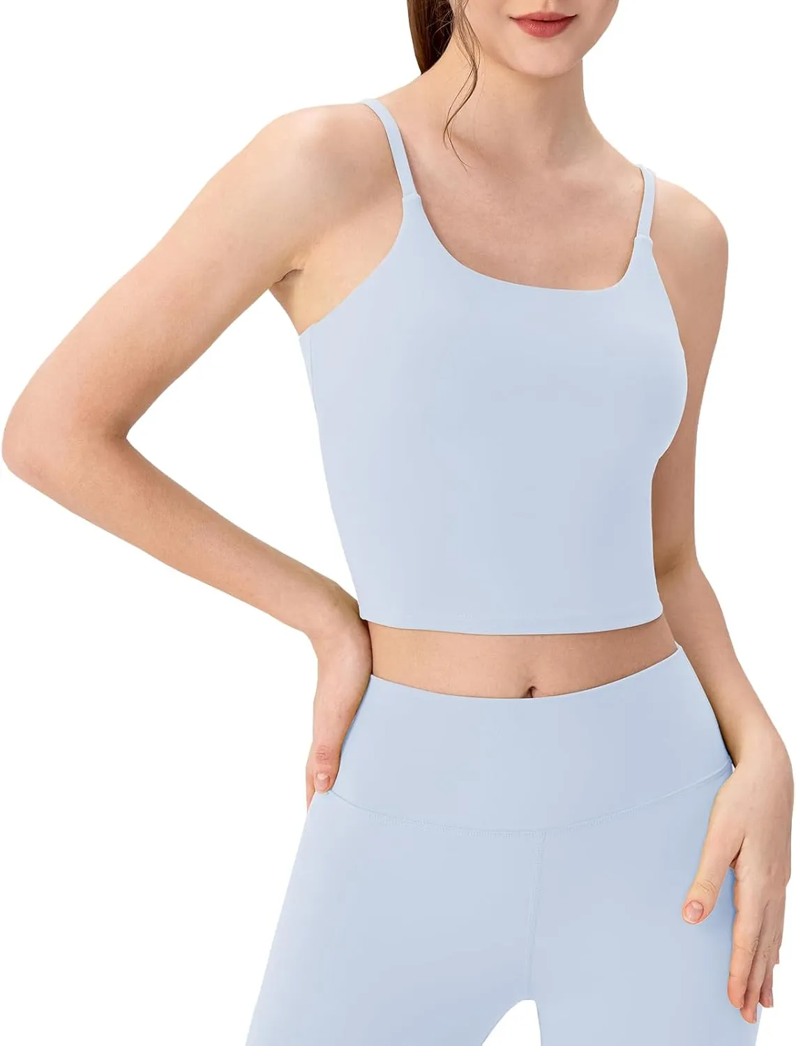 Workout Tank Tops for Women with Built in Bra Tight Cropped Sleeveless Gym Yoga Running Athletic Shirts