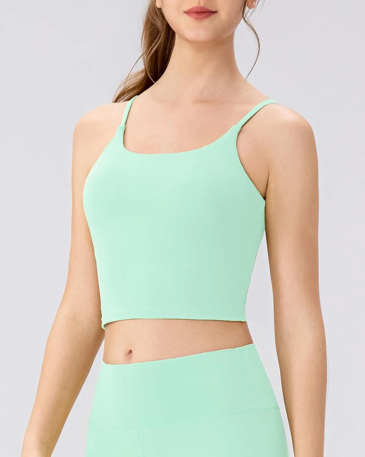Workout Tank Tops for Women with Built in Bra Tight Cropped Sleeveless Gym Yoga Running Athletic Shirts