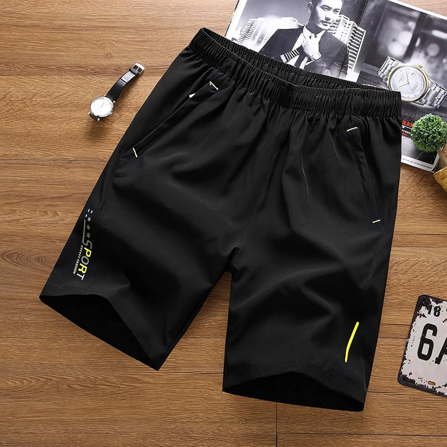 Ymosrh Men's Athletic Shorts Gym Shorts Quick Dry Lightweight Training Running Jogger Zipper Pockets Shorts, M-5XL