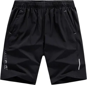Ymosrh Men's Athletic Shorts Gym Shorts Quick Dry Lightweight Training Running Jogger Zipper Pockets Shorts, M-5XL