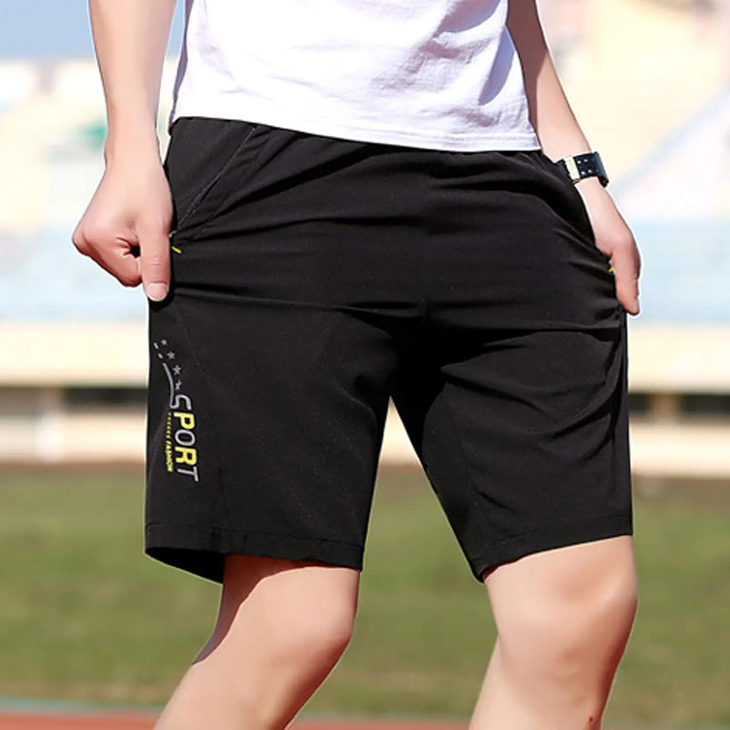 Ymosrh Men's Athletic Shorts Gym Shorts Quick Dry Lightweight Training Running Jogger Zipper Pockets Shorts, M-5XL