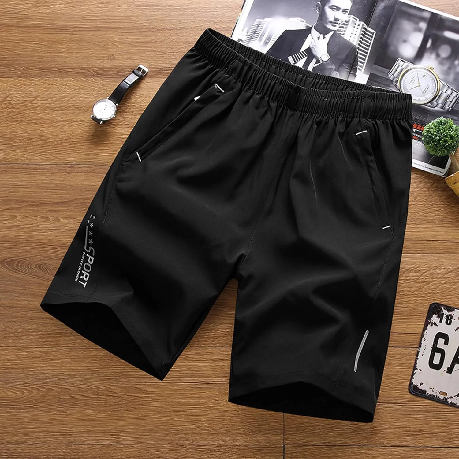 Ymosrh Men's Athletic Shorts Gym Shorts Quick Dry Lightweight Training Running Jogger Zipper Pockets Shorts, M-5XL