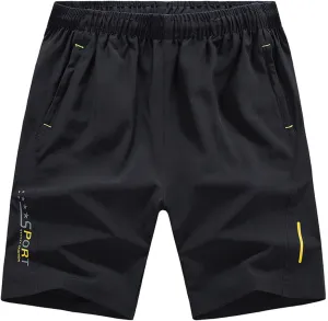 Ymosrh Men's Athletic Shorts Gym Shorts Quick Dry Lightweight Training Running Jogger Zipper Pockets Shorts, M-5XL