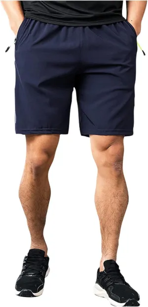 Ymosrh Men's Running Athletic Shorts Lightweight Quick Dry Workout Gym Shorts with Zipper Pocket, M-5XL