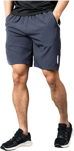 Ymosrh Men's Running Athletic Shorts Lightweight Quick Dry Workout Gym Shorts with Zipper Pocket, M-5XL